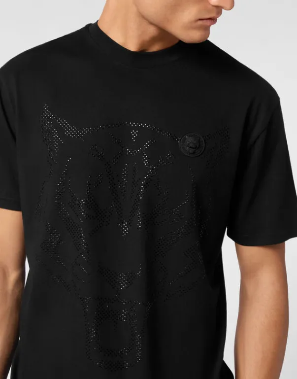 T-shirts^Plein Sport Cotton T-shirt Round Neck SS Lamina Tiger