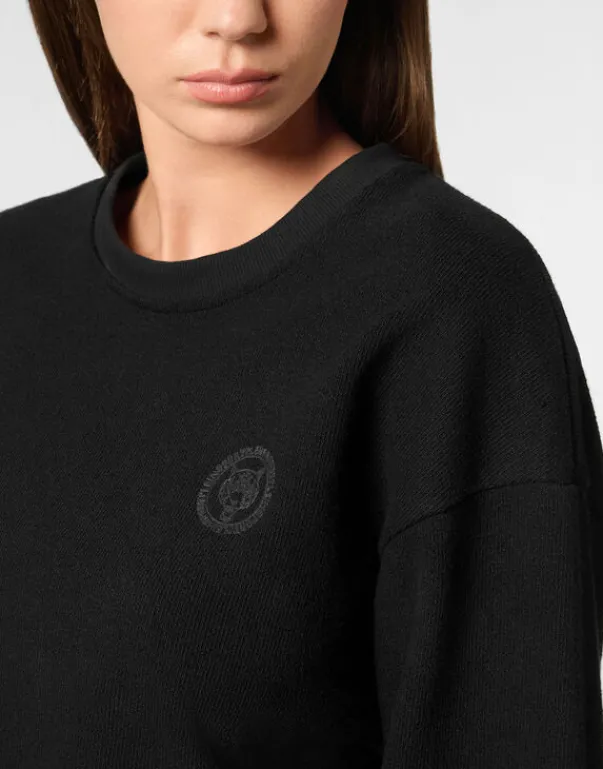 Abbigliamento Sportivo^Plein Sport Sponge Cropped Sweatshirt Round Neck LS